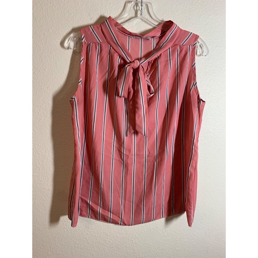 Jon & Anna Contemporary Business Casual Striped Top Womens Size Large Pink AC9